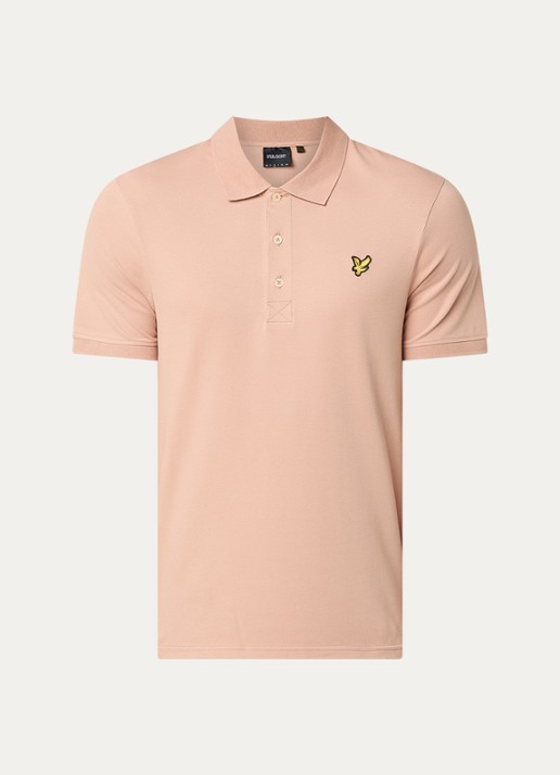 Lyle & Scott Regular fit polo van  piqué katoen met logo - voorkant 3 abrikoos