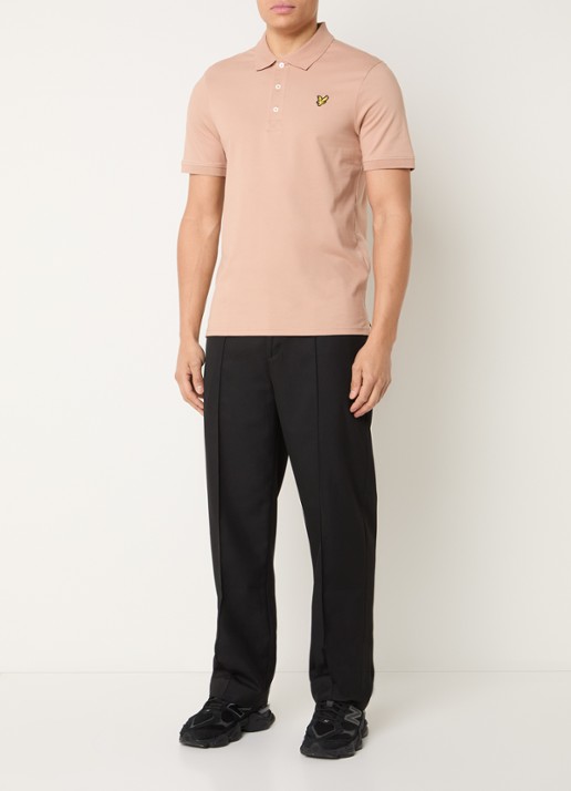 Lyle & Scott Regular fit polo van  piqué katoen met logo - voorkant 4 abrikoos