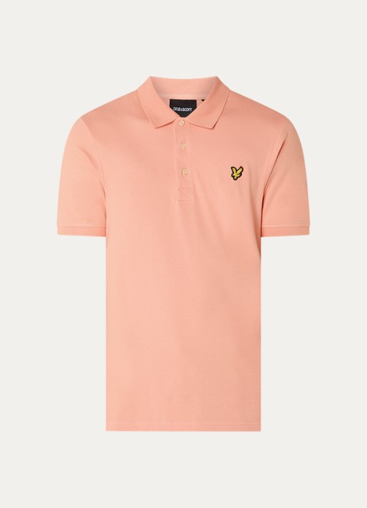 Lyle & Scott Regular fit polo van piqué katoen met logoborduring - voorkant bruin