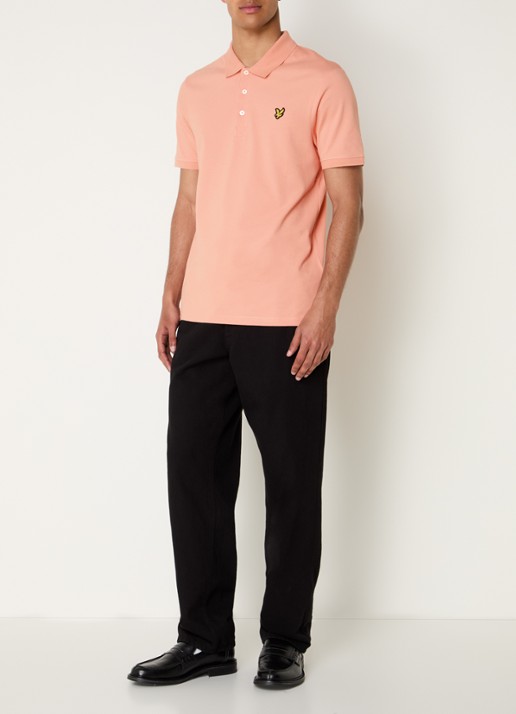 Lyle & Scott Regular fit polo van piqué katoen met logoborduring - voorkant 2 bruin