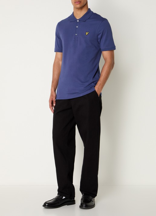 Lyle & Scott Regular fit polo van piqué katoen met logoborduring - voorkant 2 donkerblauw