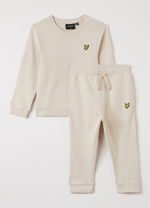Lyle & Scott Set van sweater met joggingbroek 2-delig - voorkant beige