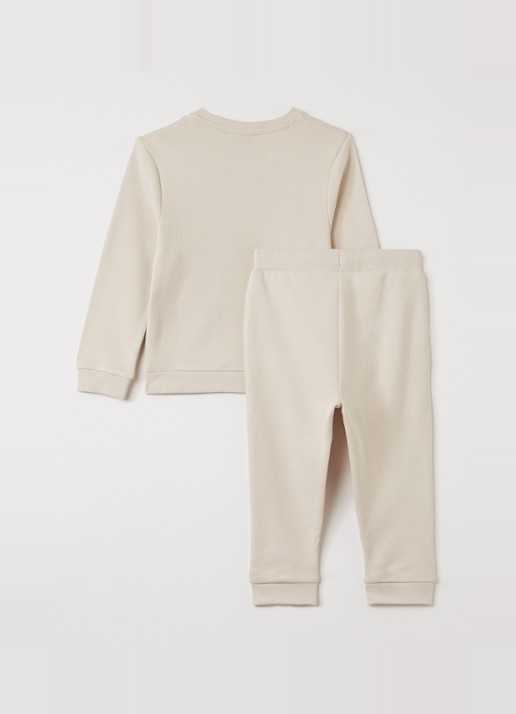 Lyle & Scott Set van sweater met joggingbroek 2-delig - voorkant 2 beige