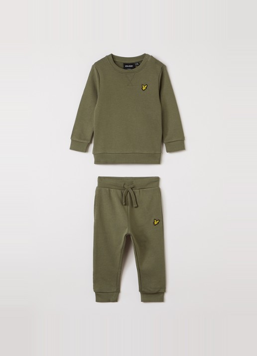 Lyle & Scott Set van sweater met joggingbroek 2-delig - voorkant legergroen