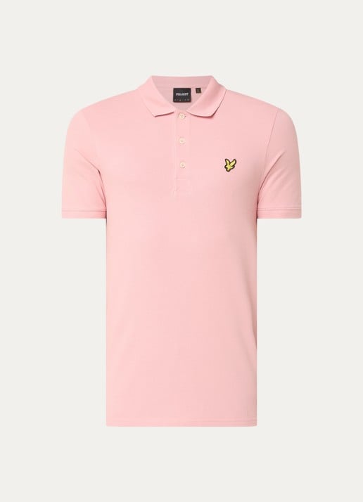 Lyle & Scott Slim fit polo van piqué katoen met logo - voorkant 2 roze