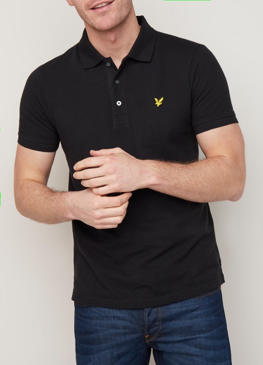 Lyle & Scott Slim fit polo van piqué katoen met logo - detail diepzwart