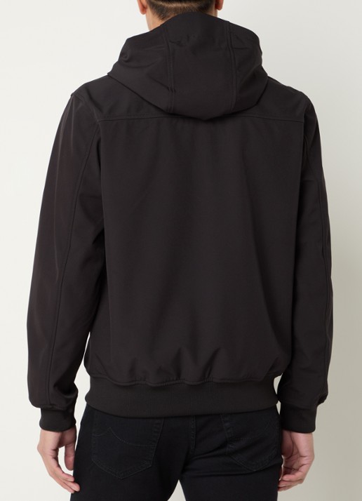 Lyle & Scott Softshell jack met capuchon en ritszakken - achterkant zwart
