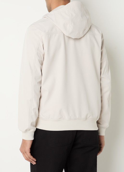 Lyle & Scott Softshell jack met capuchon en ritszakken - achterkant 3 beige