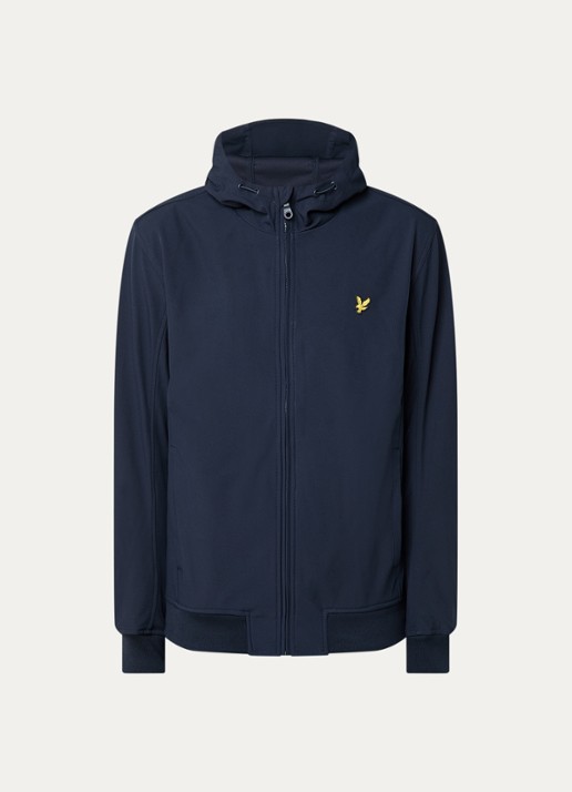Lyle & Scott Softshell jack met capuchon en ritszakken - voorkant 2 donkerblauw