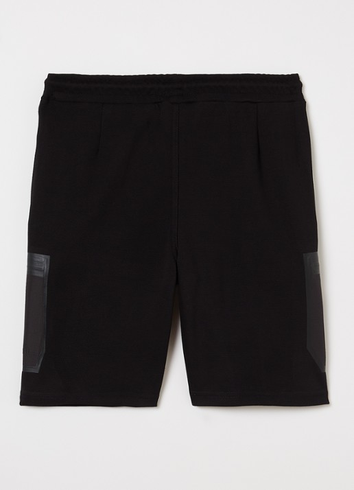 Lyle & Scott Straight fit korte broek met logo en ritszakken - voorkant 2 zwart