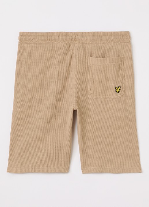 Lyle & Scott Straight fit korte broek met structuur - voorkant 2 camel