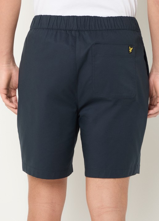 Lyle & Scott Straight fit korte chino met steekzakken - achterkant donkerblauw