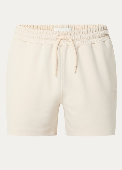 Lyle & Scott Straight fit korte joggingbroek met trekkoord - voorkant 2 beige