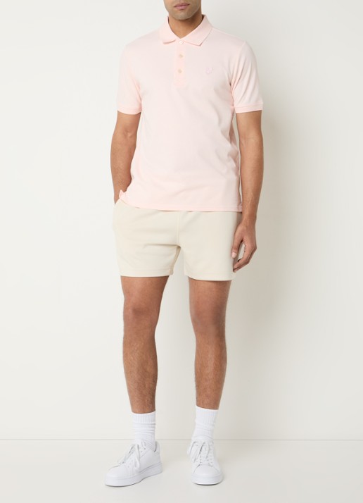 Lyle & Scott Straight fit korte joggingbroek met trekkoord - voorkant 3 beige