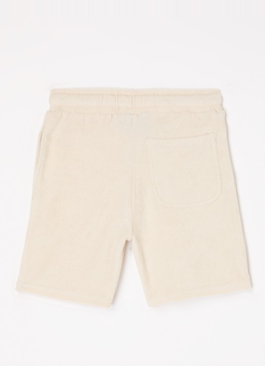 Lyle & Scott Straight fit korte joggingbroek van badstof - voorkant 3 creme