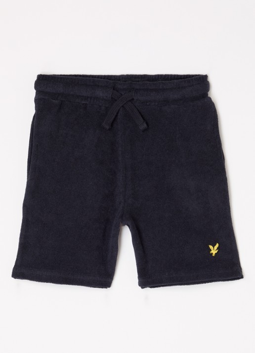 Lyle & Scott Straight fit korte joggingbroek van badstof - voorkant donkerblauw