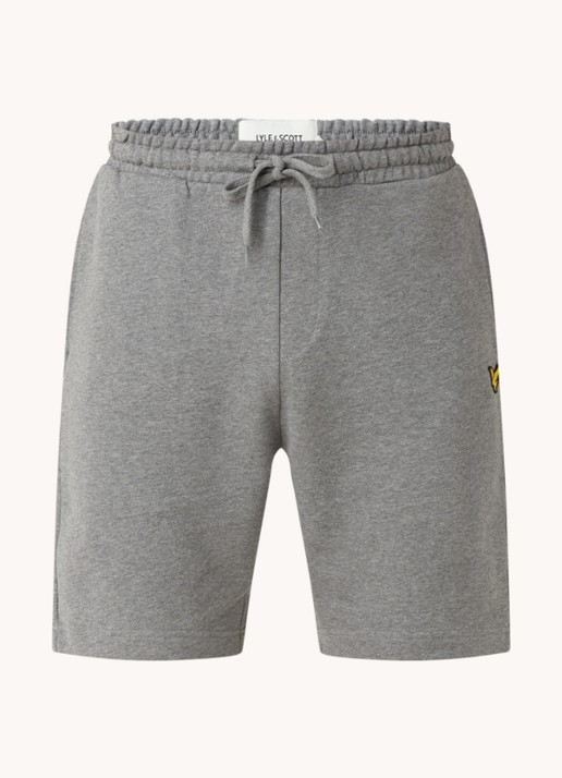 Lyle & Scott Straight fit korte joggingbroek van  katoen met logo  - voorkant grijsmele