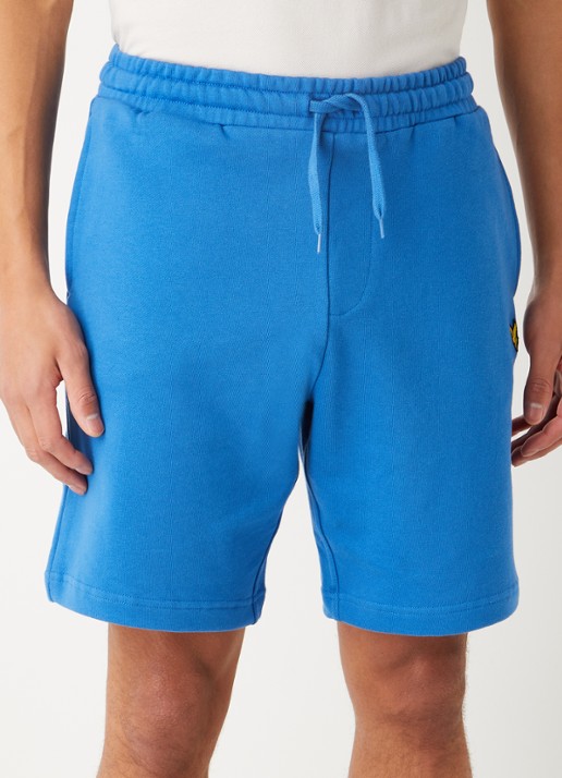 Lyle & Scott Straight fit korte joggingbroek van  katoen met logo  - detail blauw