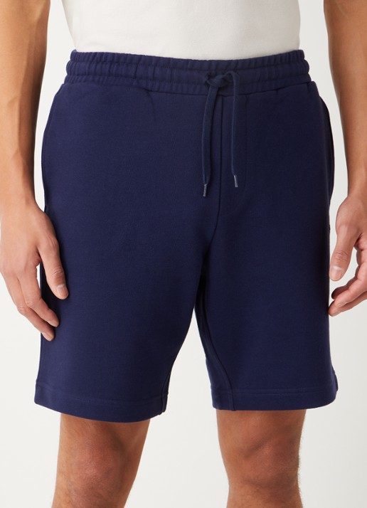 Lyle & Scott Straight fit korte joggingbroek van  katoen met logo  - detail donkerblauw