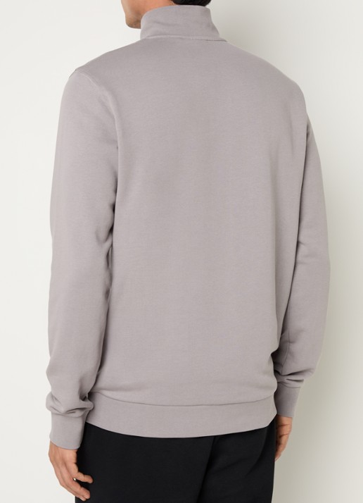 Lyle & Scott Sweater met halve rits en logoborduring - achterkant 4 grijs