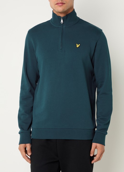 Lyle & Scott Sweater met halve rits en logoborduring