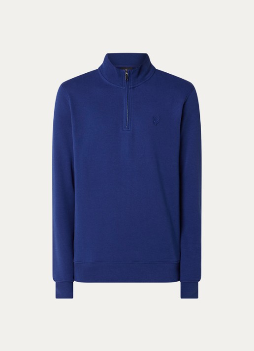 Lyle & Scott Sweater met halve rits - voorkant donkerblauw
