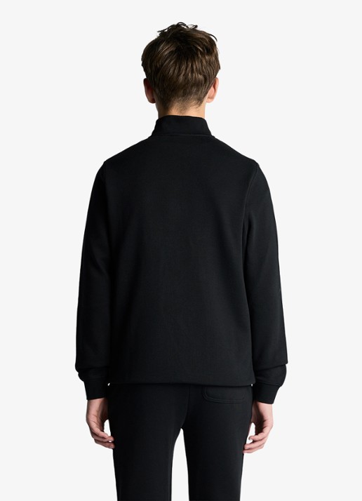 Lyle & Scott Sweater met halve rits - voorkant 3 zwart
