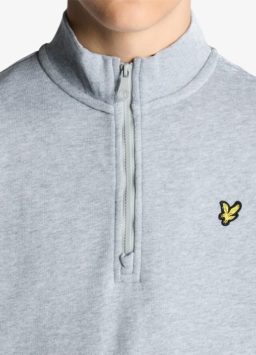 Lyle & Scott Sweater met halve rits - detail grijsmele