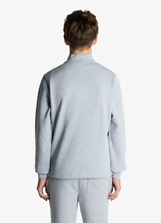 Lyle & Scott Sweater met halve rits - voorkant 3 grijsmele
