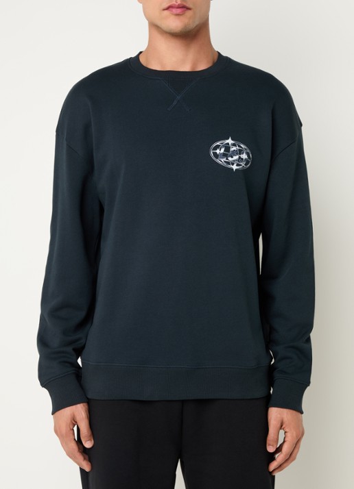 Lyle & Scott Sweater met logo- en backprint - achterkant 3 donkerblauw