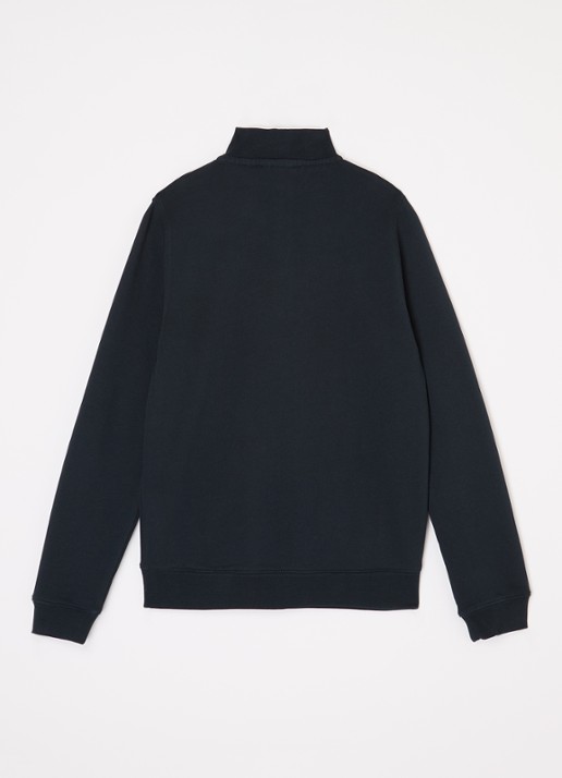 Lyle & Scott Sweater met logo en halve rits - voorkant 3 donkerblauw