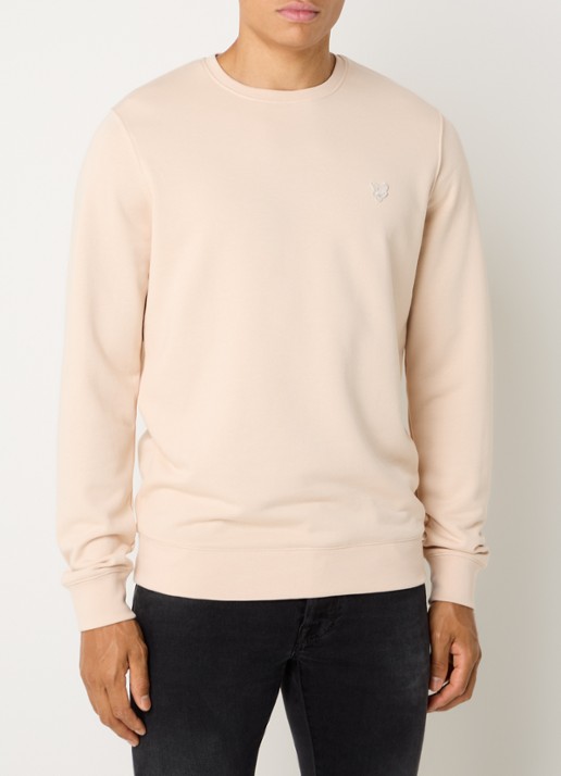 Lyle & Scott Sweater met logo - detail creme