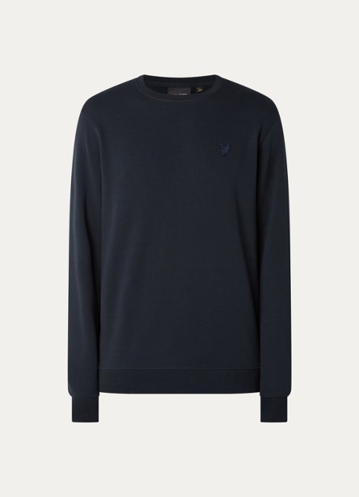 Lyle & Scott Sweater met logo - voorkant donkerblauw