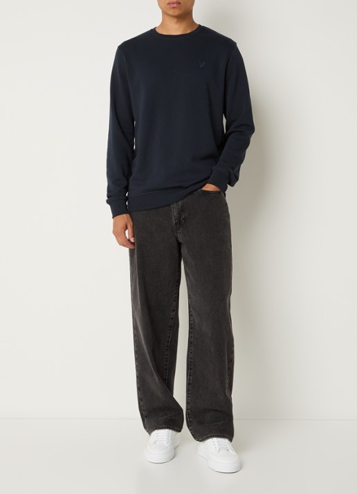 Lyle & Scott Sweater met logo - voorkant 2 donkerblauw