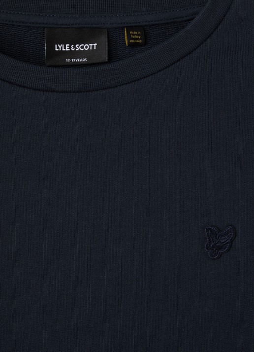 Lyle & Scott Sweater met logo - detail donkerblauw