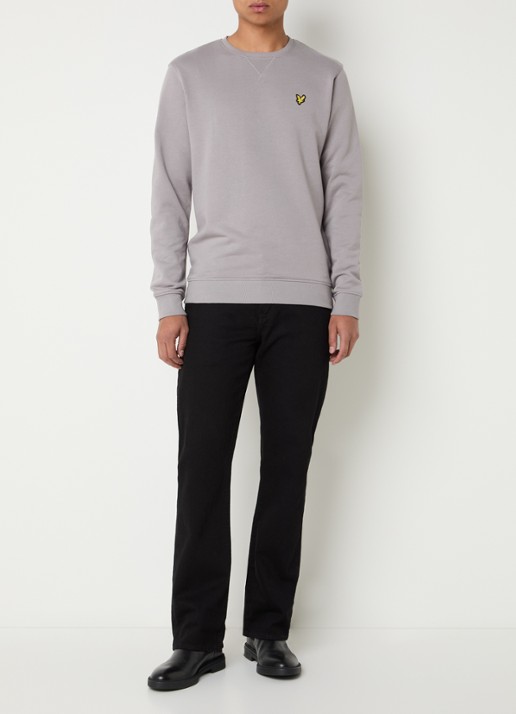Lyle & Scott Sweater met logoborduring - voorkant 2 lichtgrijs
