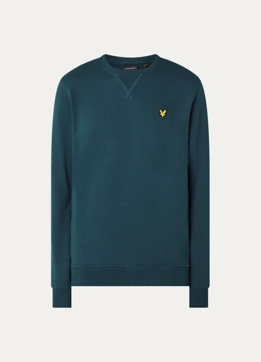 Lyle & Scott Sweater met logoborduring - voorkant 3 petrol