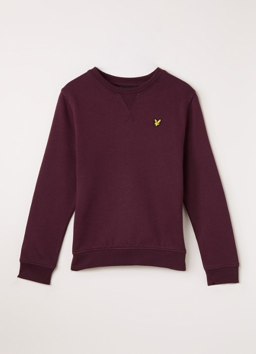 Lyle & Scott Sweater met logoborduring - voorkant bordeauxrood