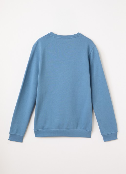 Lyle & Scott Sweater met logoborduring - voorkant 2 staalblauw