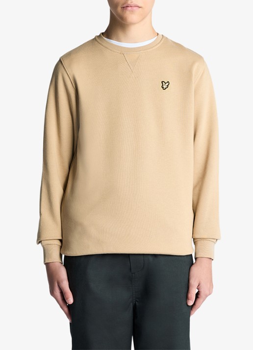 Lyle & Scott Sweater met logoborduring - voorkant camel