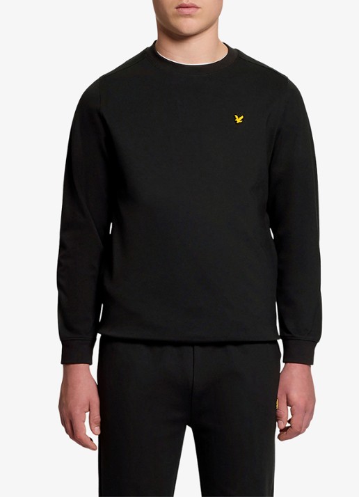 Lyle & Scott Sweater met logoborduring - voorkant zwart