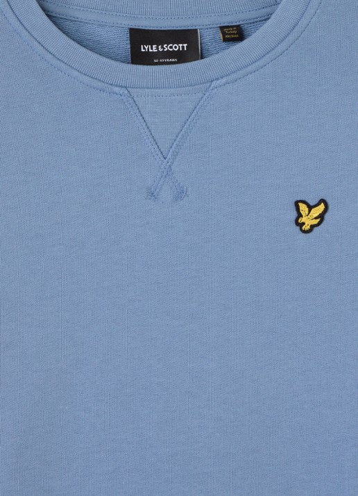 Lyle & Scott Sweater met logoborduring - detail 3 staalblauw