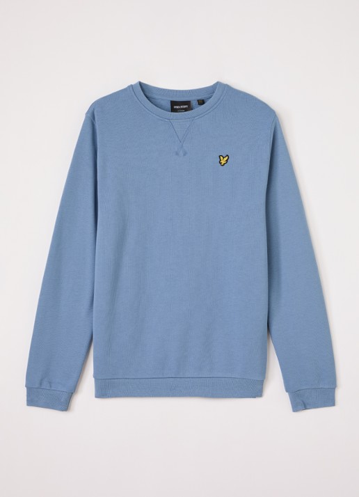 Lyle & Scott Sweater met logoborduring - voorkant staalblauw