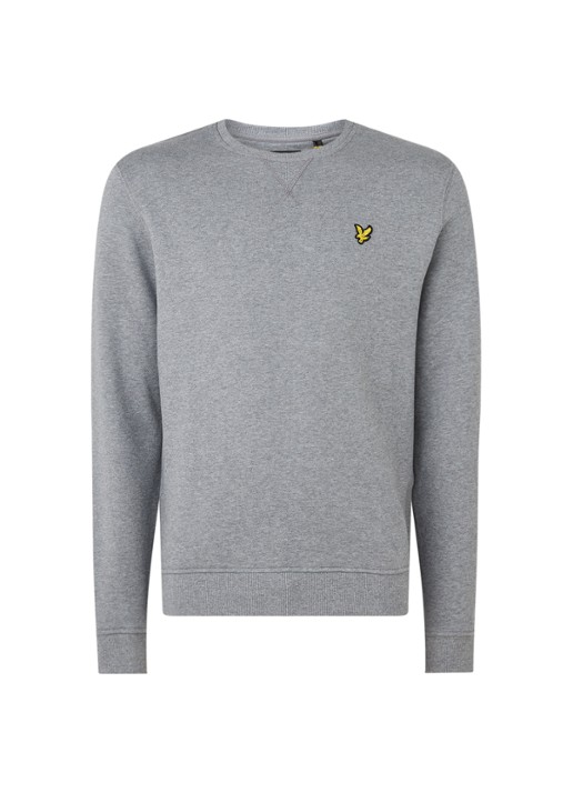 Lyle & Scott Sweater van katoen met logo-applicatie - voorkant grijsmele