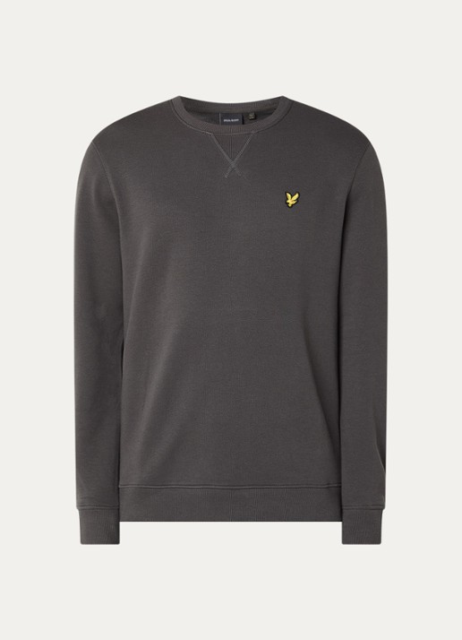 Lyle & Scott Sweater van katoen met logo-applicatie - voorkant 2 antraciet