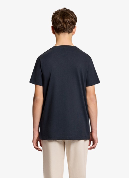 Lyle & Scott T-shirt in linnenblend - voorkant 2 donkerblauw