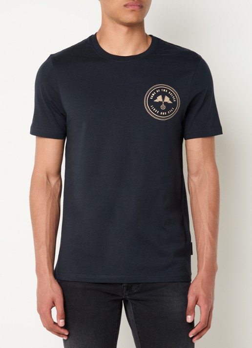 Lyle & Scott T-shirt met front- en backprint - achterkant 2 donkerblauw
