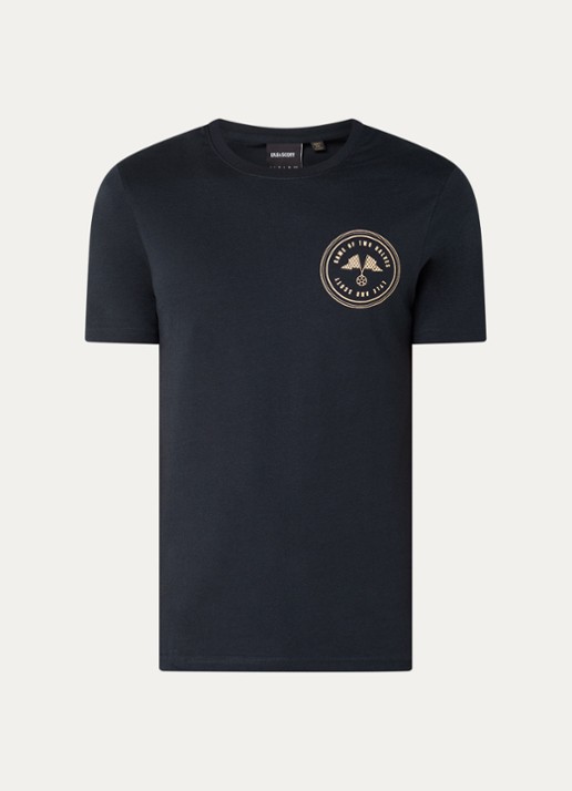 Lyle & Scott T-shirt met front- en backprint - voorkant 3 donkerblauw