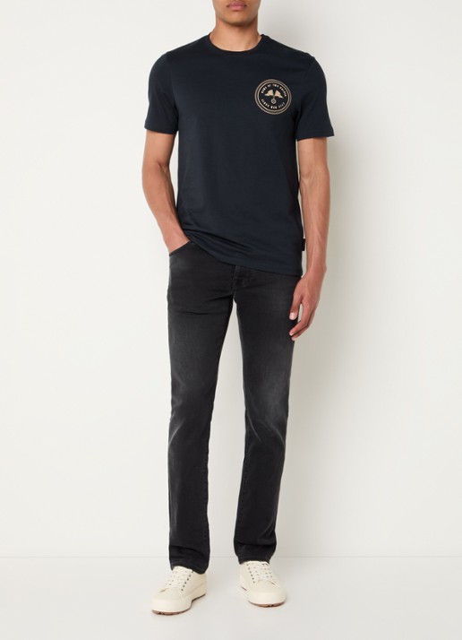 Lyle & Scott T-shirt met front- en backprint - voorkant 4 donkerblauw