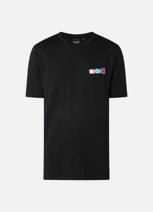 Lyle & Scott T-shirt met front- en backprint - voorkant zwart